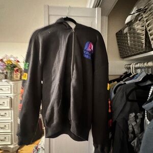 Hollister Black Zip-Up Sweater with Colorful Accents